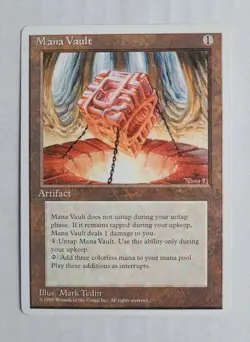 MTG Mana Vault 4th Edition 1995 MP Vintage Rare Magic Card Perfect For Commander - Image 1