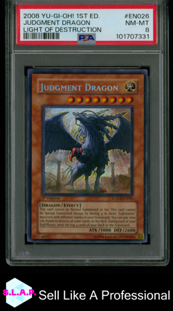 JUDGMENT DRAGON YUGIOH SECRET RARE LODT 26 2008 ENGLISCH PSA 8 - Image 1