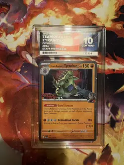 Pokemon Team Rocket’s Tyranitar Staff Prerelease Promo 096/182 ACE 10 PERFECT 10 - Image 1