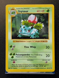 Ivysaur 30/102 Uncommon Base Set Shadowless Pokemon Unlimited Moderately Played - Image 3