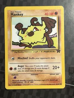 Mankey 61/82 Team Rocket Regular WOTC Vintage Pokemon TCG LP - Image 1