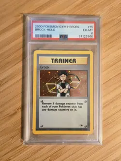 Pokemon TCG | Brock Holo | #15 | Gym Heroes | PSA 6 - Image 1