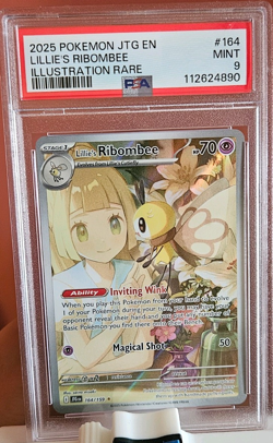Pokemon TCG Lillie's Ribombee 164/159 Sv09 Journey Together IR Holo PSA 9 - Image 1