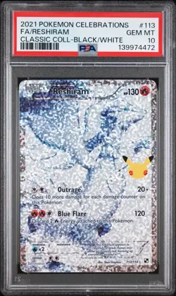 Pokemon TCG Reshiram 113/114 Classic Collection Celebrations PSA 10 - Image 1