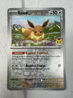 Eevee 074/131 2025 Pokemon Day Stamped Promo Reverse Holo Cosmos Swirl NM - Image 2