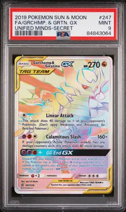 Pokemon Garchomp & Giratina GX (Secret) 247/236 Sm-Unified Minds Holo PSA 9 - Image 1