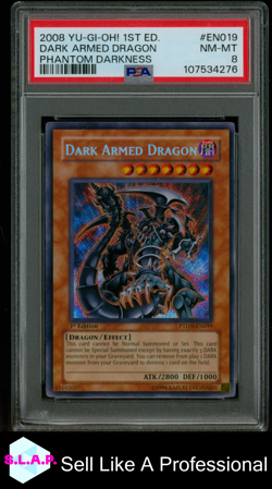 DARK ARMED DRAGON YUGIOH SECRET RARE PTDN 19 2008 ENGLISCH PSA 8 - Image 1
