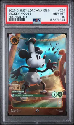 2025 DISNEY LORCANA EN 9-FABLED ENCHANTED MICKEY MOUSE - STEAMBOAT PILOT PSA 10 - Image 1
