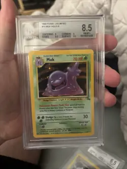 Pokemon TCG Muk Holo Rare Card 13/62 Fossil 1999 Beckett 8.5 Near Mint Vintage - Image 1