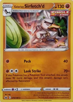 079/198 GALARIAN SIRFETCH'D | RARE | CHILLING REIGN POKEMON CARD - Image 1