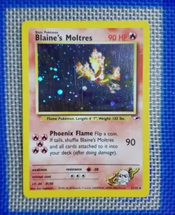 Pokemon TCG Blaine's Moltres Gym Heroes Holo Card 1/132 Unlimited Rare - Image 1