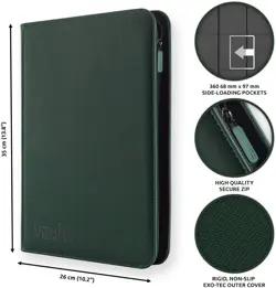 Premium 9-Pocket Zip Binder for Trading Cards, 360 Card Capacity, Green - Image 2