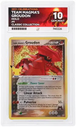 Team Magma’s Groudon #9 Pokemon Celebrations ACE 10 Graded Card - Image 3