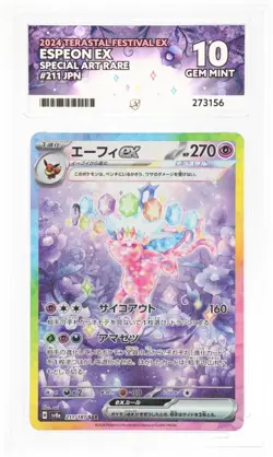 Espeon EX Special Art Rare 2024 Terastal Festival EX JPN ACE 10 Gem Mint Pokemon - Image 1