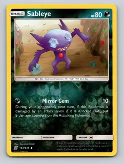 Sableye 133/236 Uncommon Unified Minds Pokemon Reverse Holo NM - Image 1