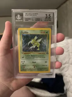 Pokemon TCG Scyther Holo Rare Jungle Card 10/64 Beckett 3.5 Graded - Image 1