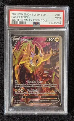 Pokemon Jolteon V SWSH183 Promo Full Art Holo PSA 9 English 2021 - Image 1