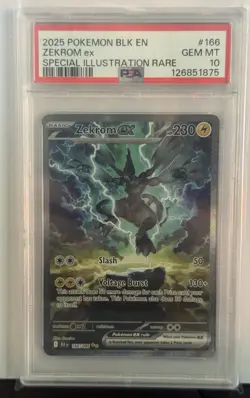 2025 POKEMON BLK EN-BLACK BOLT SPECIAL ILLUSTRATION RARE #166 ZEKROM EX PSA 10 - Image 1