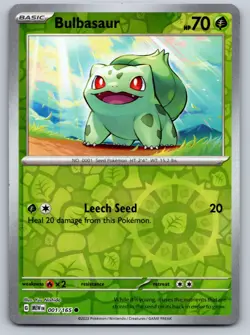 Bulbasaur 001/165 Common 151 Pokemon Reverse Holo Near Mint - Image 1