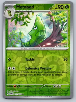 Metapod 011/165 Common 151 Pokemon Reverse Holo Near Mint - Image 1