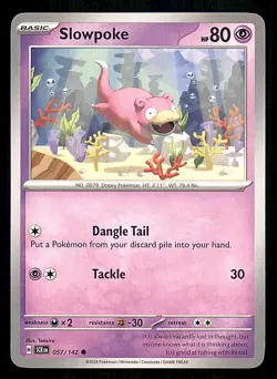 SLOWPOKE 57/142 COMMON STELLAR CROWN POKEMON NEAR MINT - Image 1