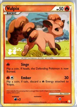 Vulpix 87/123 Common HeartGold & SoulSilver Pokemon Heavily Played - Image 1