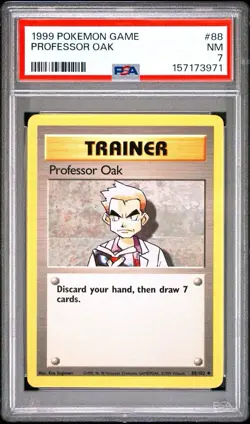 1999 POKEMON BASE SET UNLIMITED #88 PROFESSOR OAK PSA 7 - Image 1
