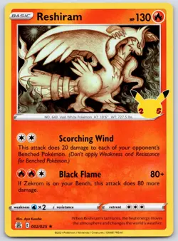 Reshiram 002/025 (LP) - Celebrations 25th Anniversary - Holo Rare - Pokemon TCG - Image 1