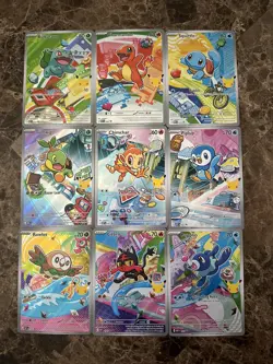 Pokemon TCG First Partner Illustration Collection Kanto Series 1 Full Set of 9 - Image 1
