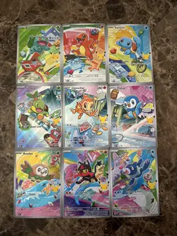 Pokemon TCG First Partner Illustration Collection Kanto Series 1 Full Set of 9 - Image 2