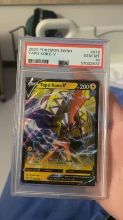 Pokemon PSA 10 2020 SWSH01 Sword & Shield Tapu Koko V 072/202 Holo - Image 1