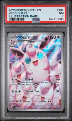 2025 Pokemon Pfl En-Phantasmal Flames #105 Wigglytuff Illustration Rare PSA 7 - Image 1