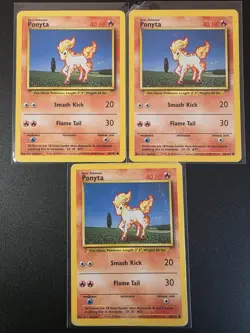 Ponyta Base Set 1999 Unlimited Print LP, 60/102 Pokemon Card. x3 - Image 1