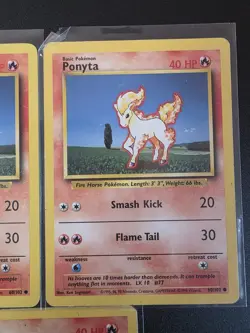 Ponyta Base Set 1999 Unlimited Print LP, 60/102 Pokemon Card. x3 - Image 3