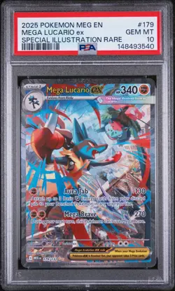 2025 POKEMON MEG EN-MEGA EVOLUTION #179 MEGA LUCARIO EX PSA 10 - Image 1
