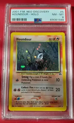 Pokemon Neo Discovery Holo Houndour 5/75 PSA 8 NM - MT Graded - Image 1