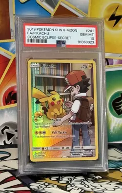 Pokemon SM Cosmic Eclipse Pikachu 241/236 Secret Rare Holo PSA 10 - Image 1