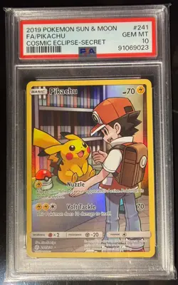 Pokemon SM Cosmic Eclipse Pikachu 241/236 Secret Rare Holo PSA 10 - Image 3