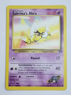 Sabrina's Abra 93/132 Gym Challenge Unlimited Pokemon Card Light Played LP - Image 1