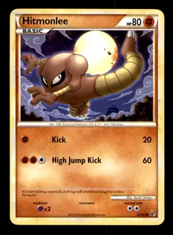 Hitmonlee 52/90 Common HGSS Undaunted Pokemon Near Mint - Image 1