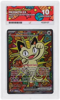Pokemon Meowth EX 121/088 SIR Perfect Order ACE 10 Perfect Sub Grades - Image 1