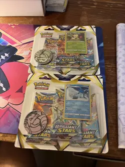 Brilliant Stars Pokemon Sword & Shield Leafeon & Glaceon 3 Pack Blister Lot Of 2 - Image 1