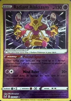 Radiant Alakazam 059/195 Radiant Rare Silver Tempest Pokemon Near Mint - Image 1