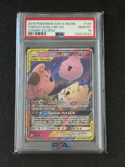 2019 POKEMON SUN & MOON COSMIC ECLIPSE TOGEPI & CLEFFA & IGGLYBUFF GX PSA 10 - Image 1