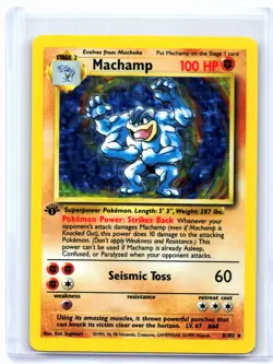 1999 Pokemon—Machamp #8/102 Deck Exclusives—Holo Rare (1st Edition) [Damaged] - Image 1