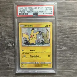 Pikachu Sun And Moon Black Star Promo Sm162 Psa 8 - Image 1