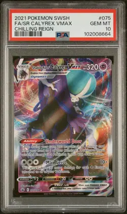 2021 POKEMON SWORD & SHIELD #075 FULL ART/SHADOW RIDER CALYREX VMAX PSA 10 - Image 1