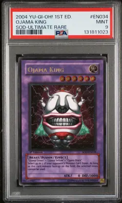 2004 YU-GI-OH! SOD-SOUL OF THE DUELIST 1ST ED-ULTIMATE RARE OJAMA KING PSA 9 - Image 1