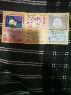 3 1995 Pokemon TCG Base Set Cards Light Ninetales Ampharos Chansey - Image 1