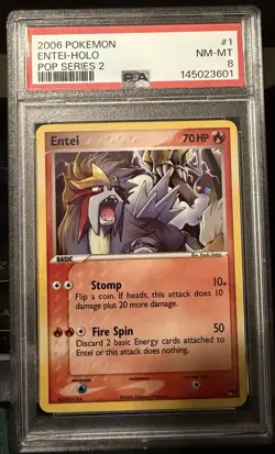 2006 Pokemon Pop Series 2 Entei #1 Holo - PSA 8 NM-MT - Image 1